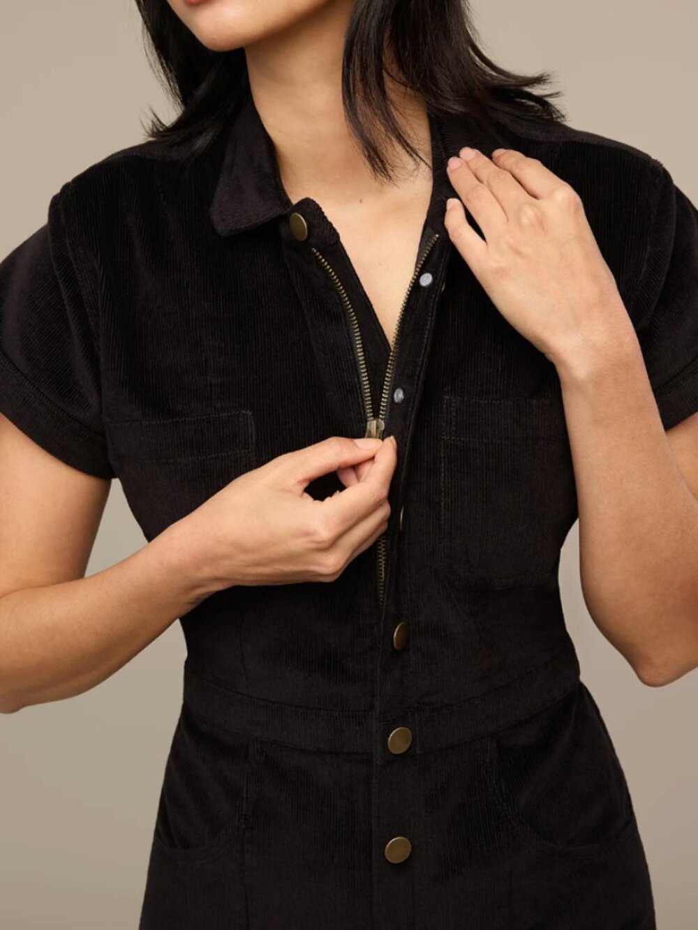Mixed by Nasrin Classic Jumpsuit, navy corduroy, size S - Picture 2 of 5